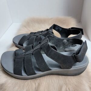 Clarks Cloudsteppers Arla Shaylie Black Elastic Fabric Sandals